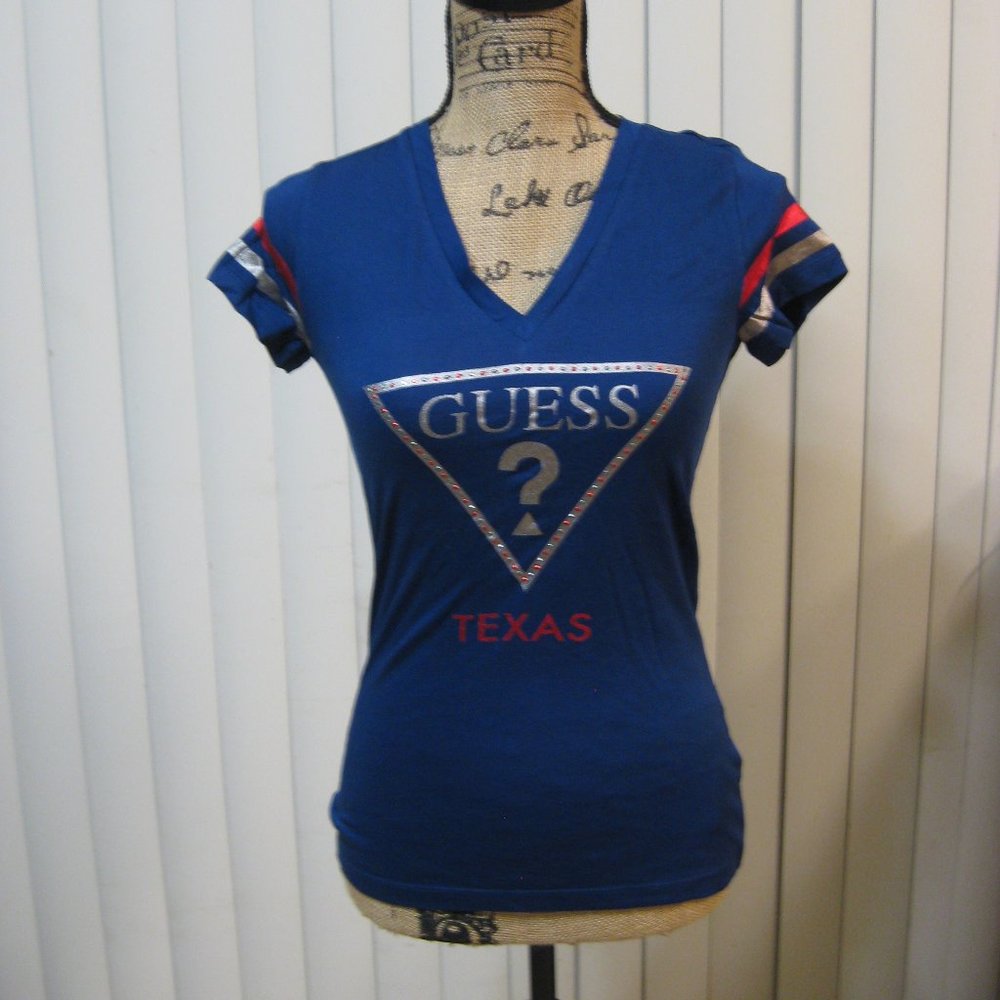 NWT Guess blue logo Texas graphic t shirt top XS extra small